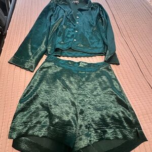 Victoria's Secret Emerald Shimmery High Waist Lounge Shorts